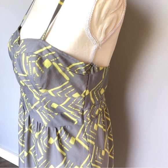 O’Neill Spaghetti Strap Dress Gray & Yellow Side Zip Size 11 - Picture 5 of 6